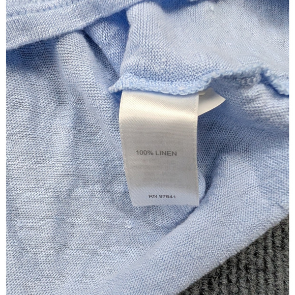 J Jill Linen Top Womens Medium Blue Polo Minimalist Preppy Coastal Timeless - Picture 5 of 6